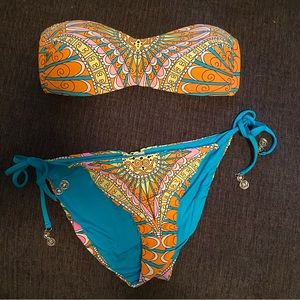 Trina Turk strapless patterned bikini